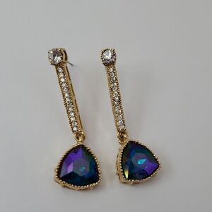 Iridescent Stone Drop Earrings (Costume Jewelry)